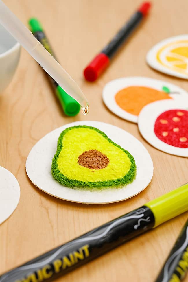 Picture of Sponge with an avocado drawn on it.