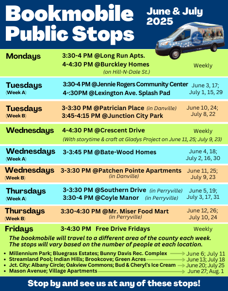 Bookmobile Public Stops Summer 2025