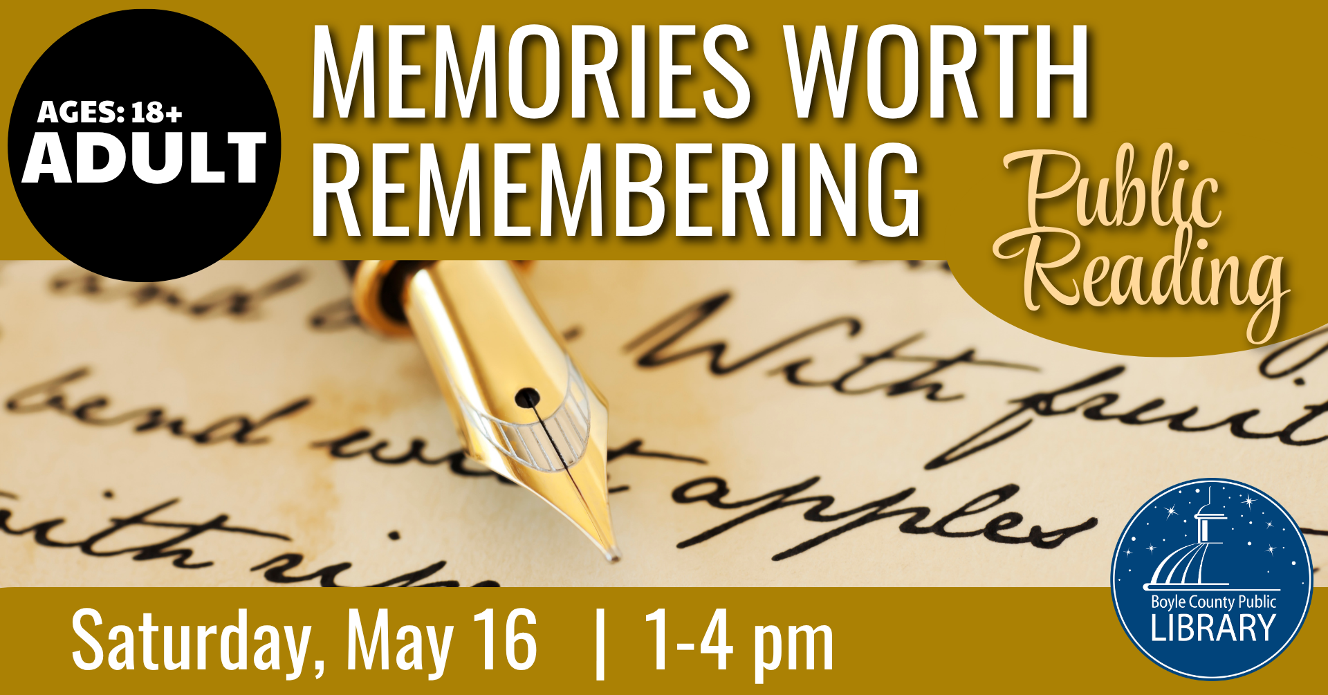 Memories Worth Remembering VII Public Reading on May 16 from 1-4 PM