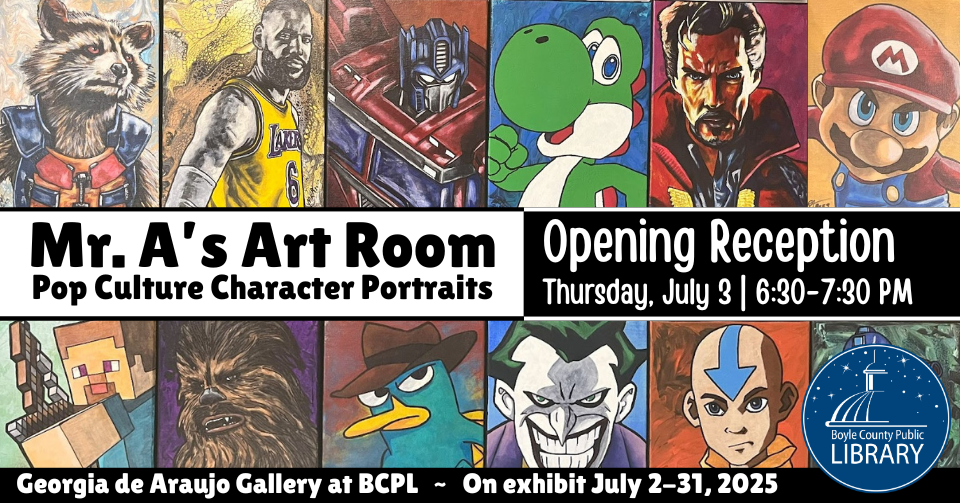 Mr. A's Art Room Exhibit - Pop Culture Character Portraits